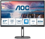 Monitor Led 27" Aoc Q27V5N Quad HD 2560x1440p 4ms classe F Nero [Q27V5N/BK]