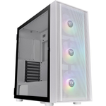 Thermaltake CA-1T9-00M6WN-01 Midi-Tower PC-Gehäuse Weiß 3 Vorinstallierte LED Lüfter, LCS Kompatibel, Seitenfenster, Für DIY