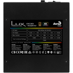 Aerocool LUX RGB 750M Fonte de Alimentação 750 W 20+4 pin ATX, Ventilador 12 cm, 80 Plus, Bronze, Preto - 4718009156227