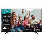 Hisense 75A76G Smart TV, 190,5 cm, 75", LED, Ultra HD 4K, Wi-Fi, Preto - 6942147464724