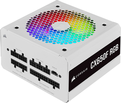 Corsair CX650F RGB, 650 Watt voeding Wit, 4x PCIe, Full Kabel-Management