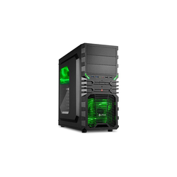 Sharkoon VG4-W green tower-behuizing Zwart/groen, USB 3.0, Window Kit