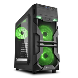 Sharkoon VG7-W Green tower-behuizing Zwart, USB 3.0, Acryl Window-kit