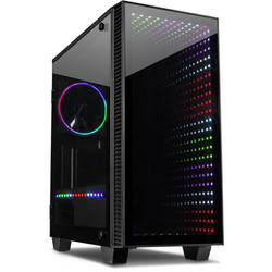 Inter-Tech X-608 Infinity Micro Tower, Tower casing black, Tower, PC, Glass, ITX,uATX, Gaming, Red/Green/Blue