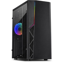 Inter-Tech B-02 RGB tower-behuizing Zwart, 2x USB-A 2.0, USB-A 3.2 (5 Gbit/s), 2x Audio, Window-kit