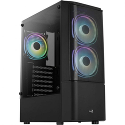 Aerocool Quantum Mesh Czarny, Obudowa typu Tower Czarny/szary, PC, Kopolimer akrylonitrylo-butadieno-styrenowy (ABS), SPCC, Stal, Czarny, ATX, micr...