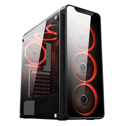 CiT Blaze Red LED Tempered Glass Mid Tower Case